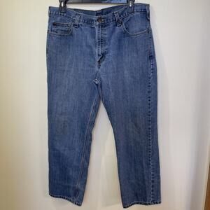 Carhartt Denim Jeans Mens 38X30 Denim Workwear Blue Pockets Pants Work Casual